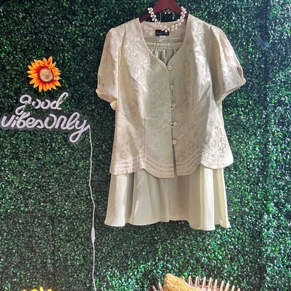 David Rose Sage Skirt & Button Down Shirt 2 Pc Set Size A8 - Picture 1 of 11